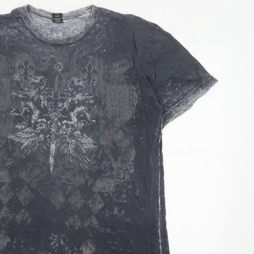 Custom Rags Men’s Black L Gothic Skull Graphic Print Cotton T-Shirt