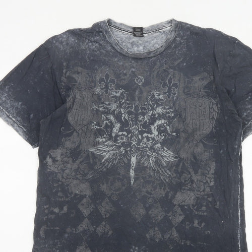 Custom Rags Men’s Black L Gothic Skull Graphic Print Cotton T-Shirt