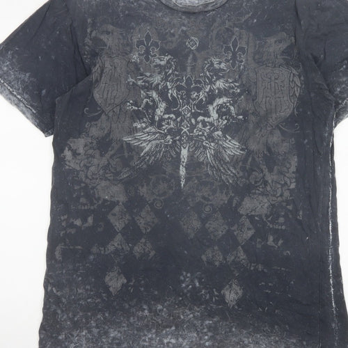 Custom Rags Men’s Black L Gothic Skull Graphic Print Cotton T-Shirt