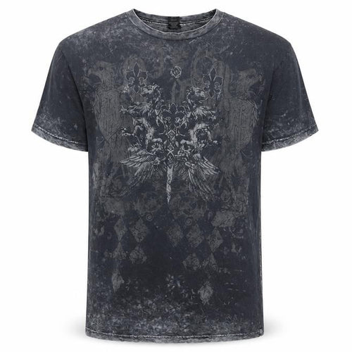 Custom Rags Men’s Black L Gothic Skull Graphic Print Cotton T-Shirt