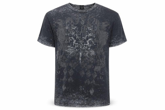 Custom Rags Men’s Black L Gothic Skull Graphic Print Cotton T-Shirt