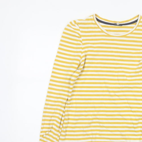 Joules Women Yellow White Striped Cotton Long Sleeve T-Shirt UK 10