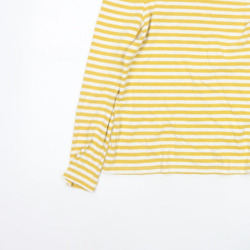 Joules Women Yellow White Striped Cotton Long Sleeve T-Shirt UK 10