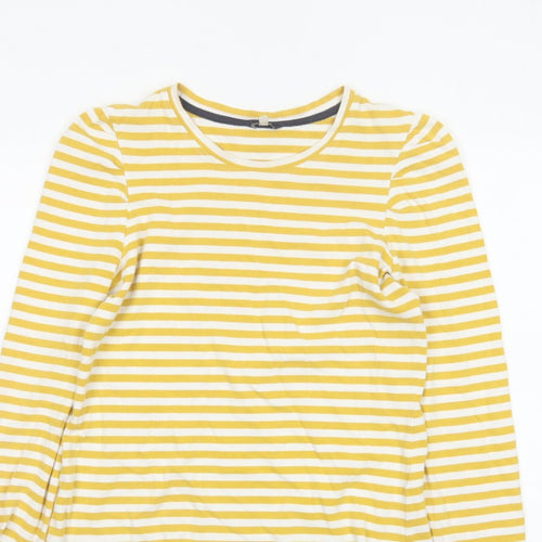 Joules Women Yellow White Striped Cotton Long Sleeve T-Shirt UK 10