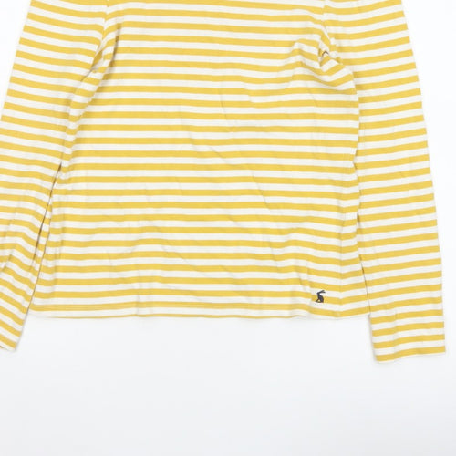 Joules Women Yellow White Striped Cotton Long Sleeve T-Shirt UK 10