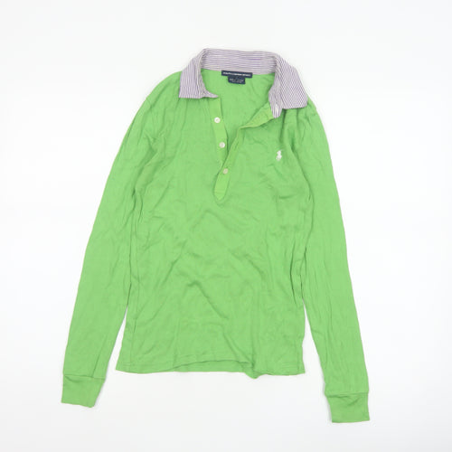 Ralph Lauren Sport Women Green S Cotton Long Sleeve Polo Top