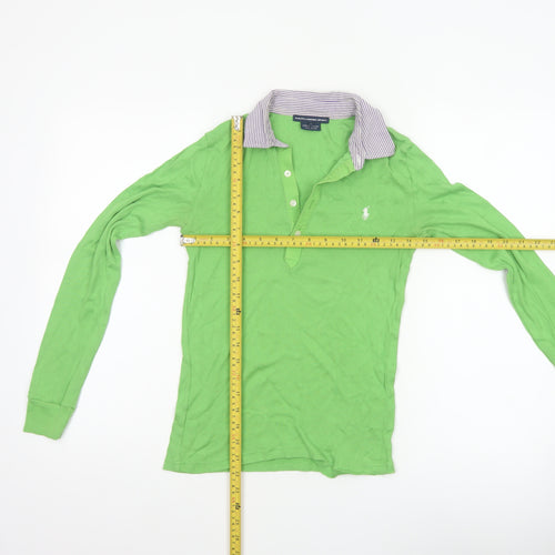 Ralph Lauren Sport Women Green S Cotton Long Sleeve Polo Top