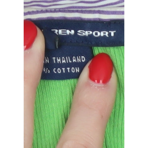 Ralph Lauren Sport Women Green S Cotton Long Sleeve Polo Top