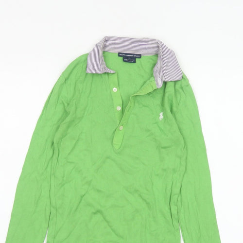 Ralph Lauren Sport Women Green S Cotton Long Sleeve Polo Top