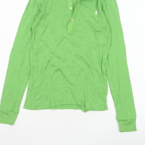Ralph Lauren Sport Women Green S Cotton Long Sleeve Polo Top