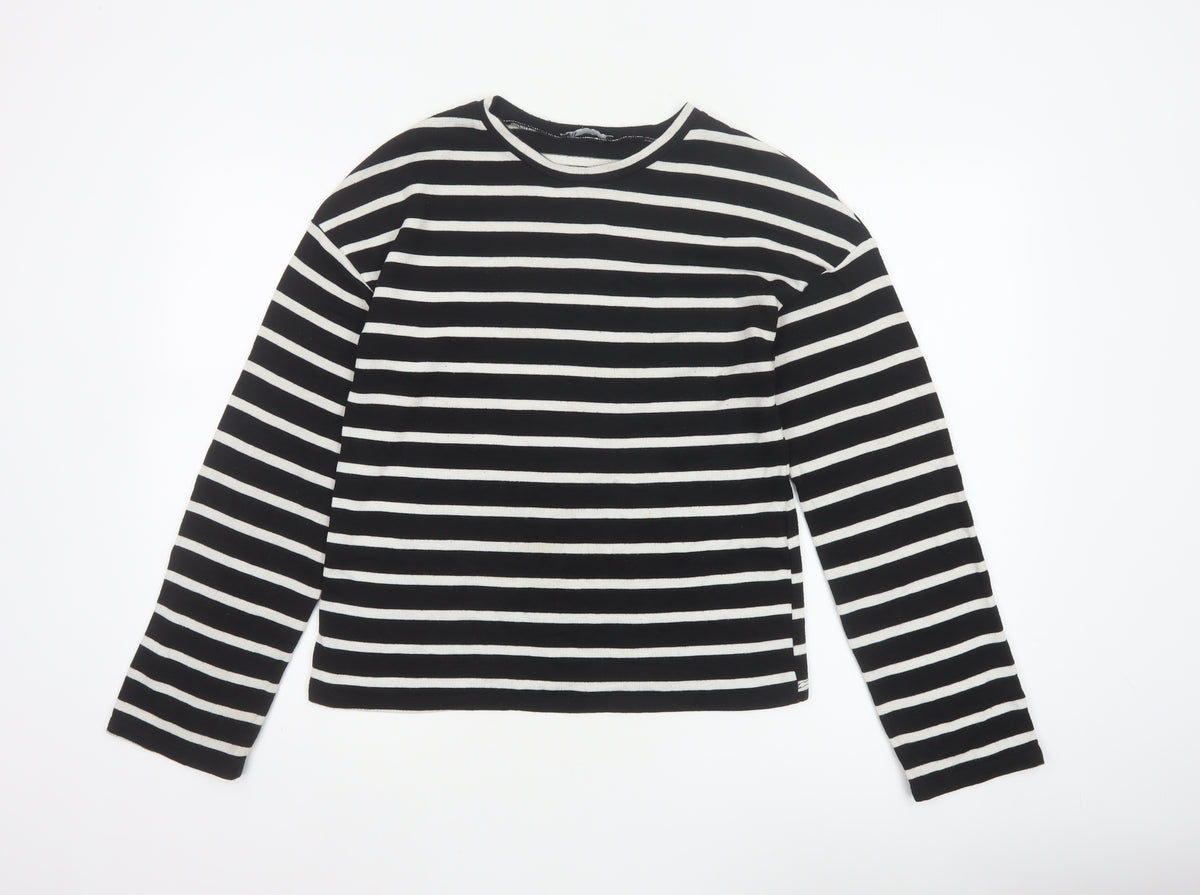 Zara Women’s Black White Stripe UK 8 Crew Neck Knit Jumper