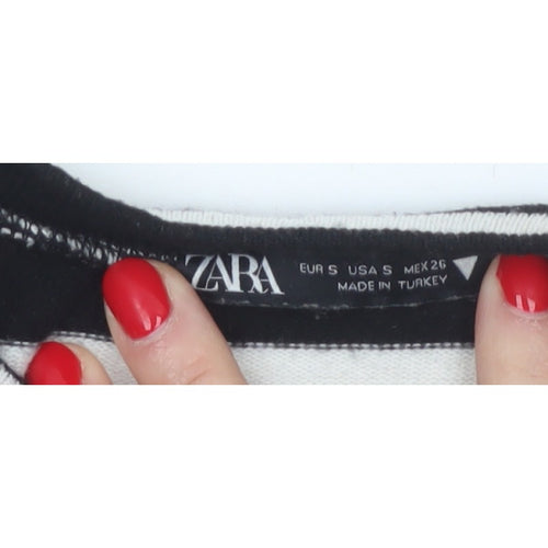 Zara Women’s Black White Stripe UK 8 Crew Neck Knit Jumper