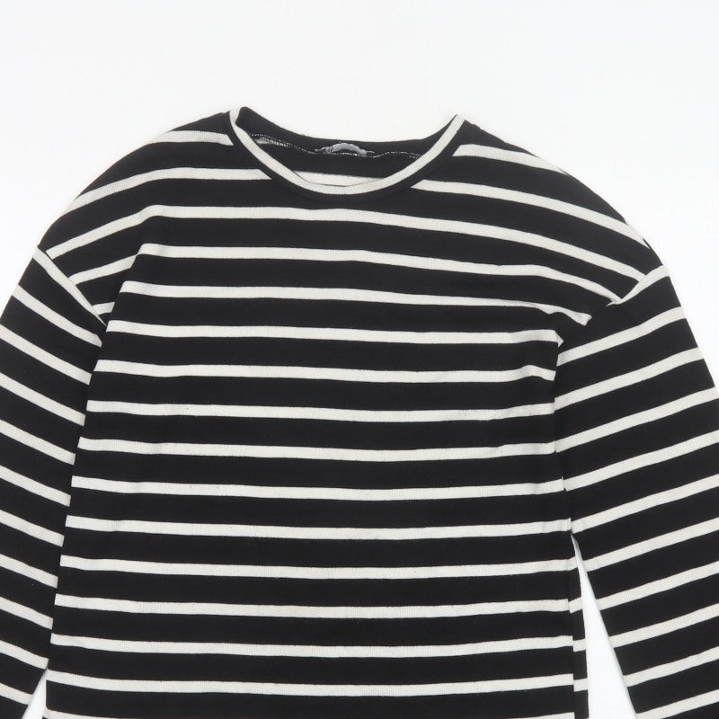 Zara Women’s Black White Stripe UK 8 Crew Neck Knit Jumper