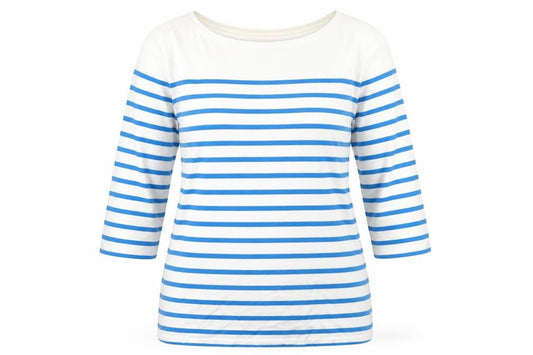 Seasalt Women Blue White Striped Sailor Top UK 14 Organic Cotton