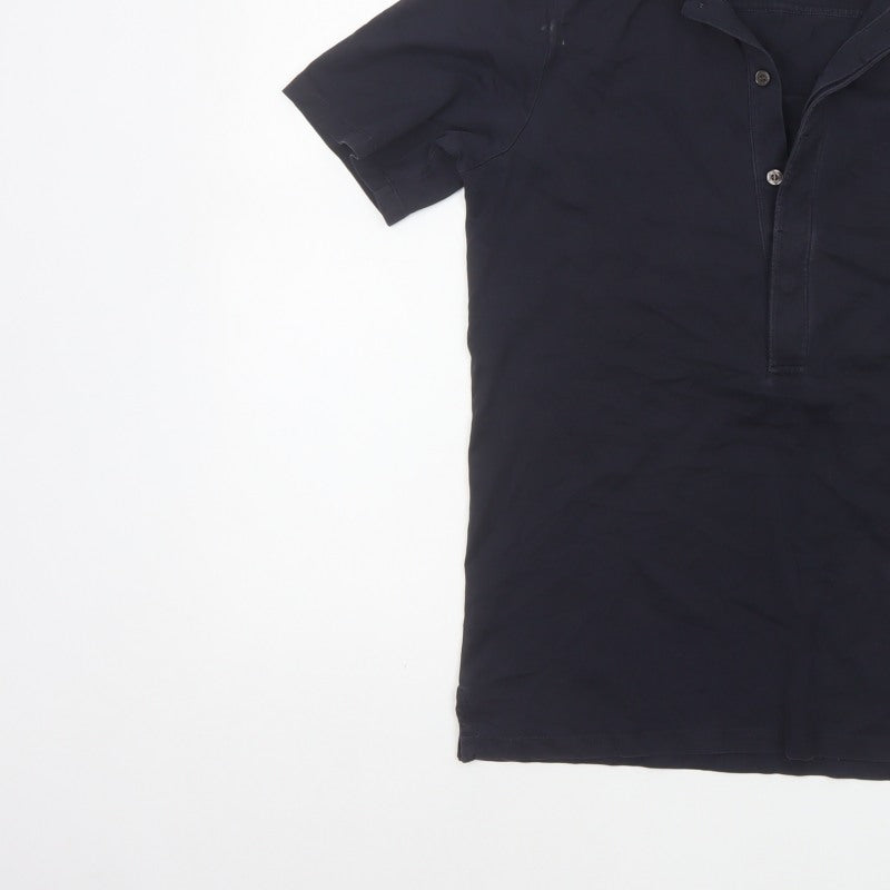 Additional view of Reiss Men’s Blue S Short Sleeve Solid Button Polo Shirt