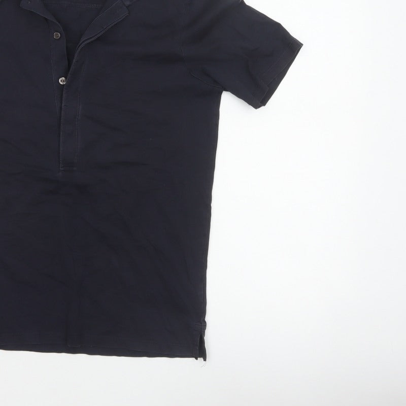Additional view of Reiss Men’s Blue S Short Sleeve Solid Button Polo Shirt