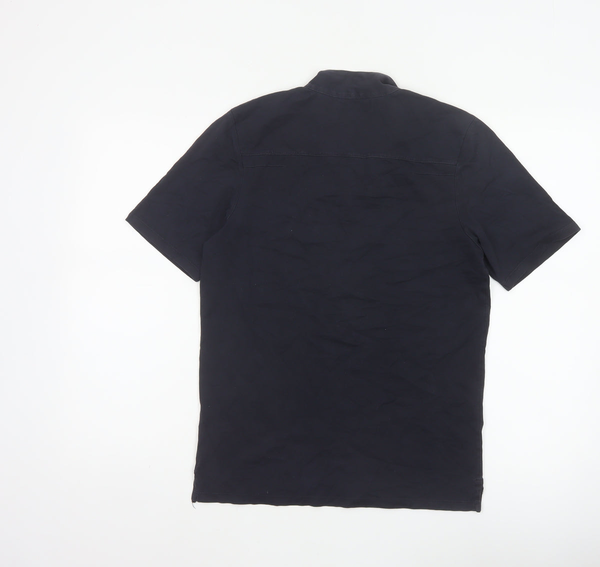 Brand and care label for Reiss Men’s Blue S Short Sleeve Solid Button Polo Shirt
