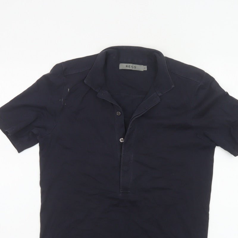Additional view of Reiss Men’s Blue S Short Sleeve Solid Button Polo Shirt