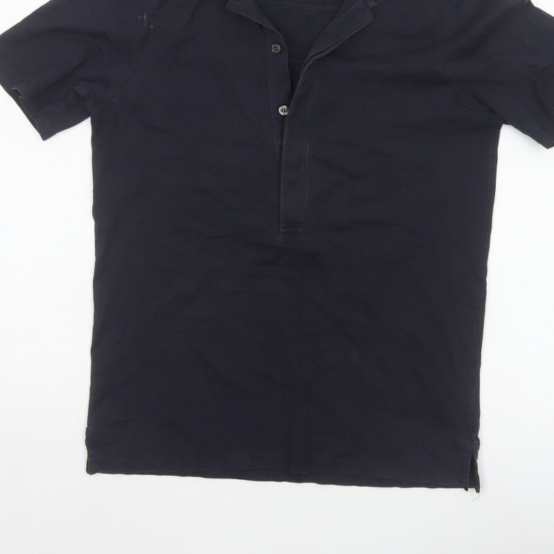 Additional view of Reiss Men’s Blue S Short Sleeve Solid Button Polo Shirt