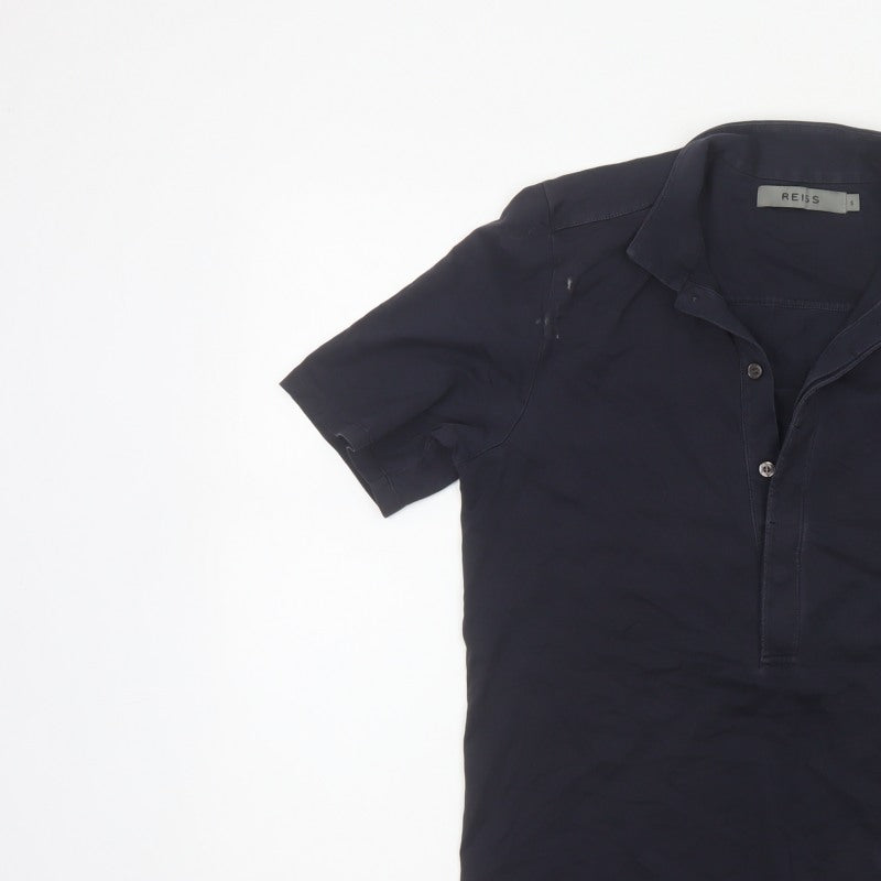 Additional view of Reiss Men’s Blue S Short Sleeve Solid Button Polo Shirt