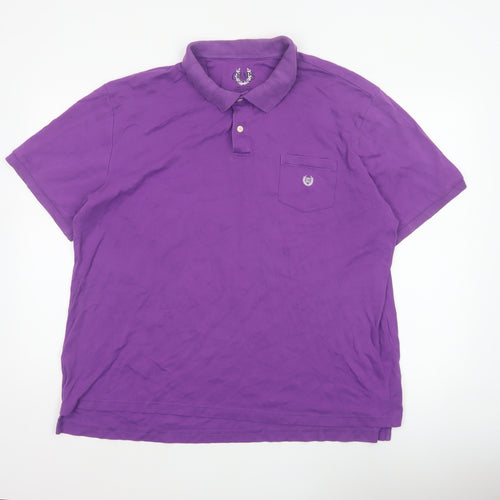 Chaps Men’s Purple 2XL Cotton Short Sleeve Logo Pocket Polo Shirt