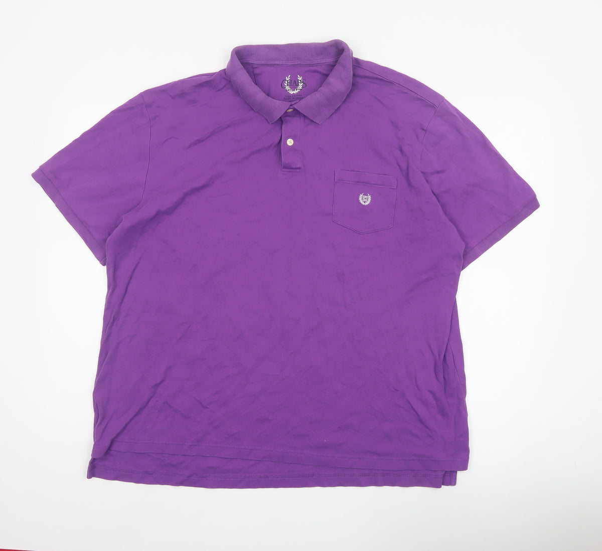 Chaps Men’s Purple 2XL Cotton Short Sleeve Logo Pocket Polo Shirt