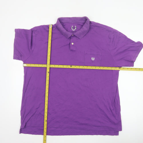 Chaps Men’s Purple 2XL Cotton Short Sleeve Logo Pocket Polo Shirt