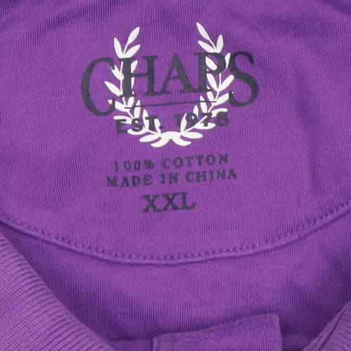 Chaps Men’s Purple 2XL Cotton Short Sleeve Logo Pocket Polo Shirt