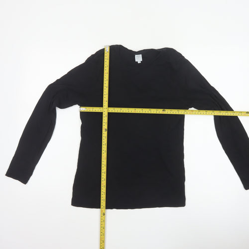 John Lewis Women Black Size 12 Basic Crew Neck Long Sleeve T-Shirt