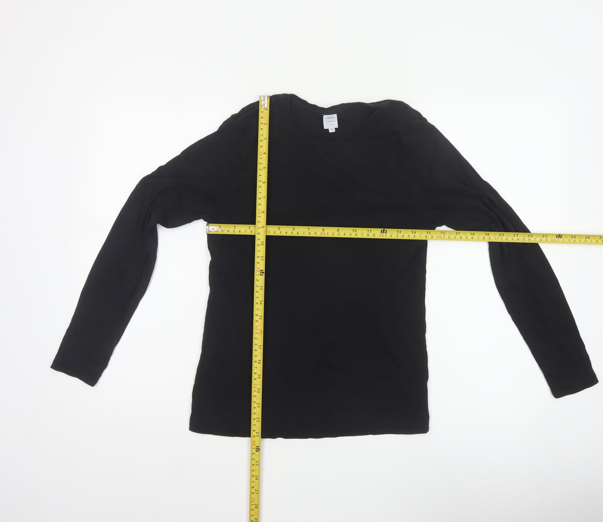 John Lewis Women Black Size 12 Basic Crew Neck Long Sleeve T-Shirt