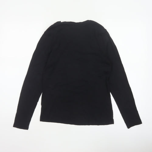 John Lewis Women Black Size 12 Basic Crew Neck Long Sleeve T-Shirt