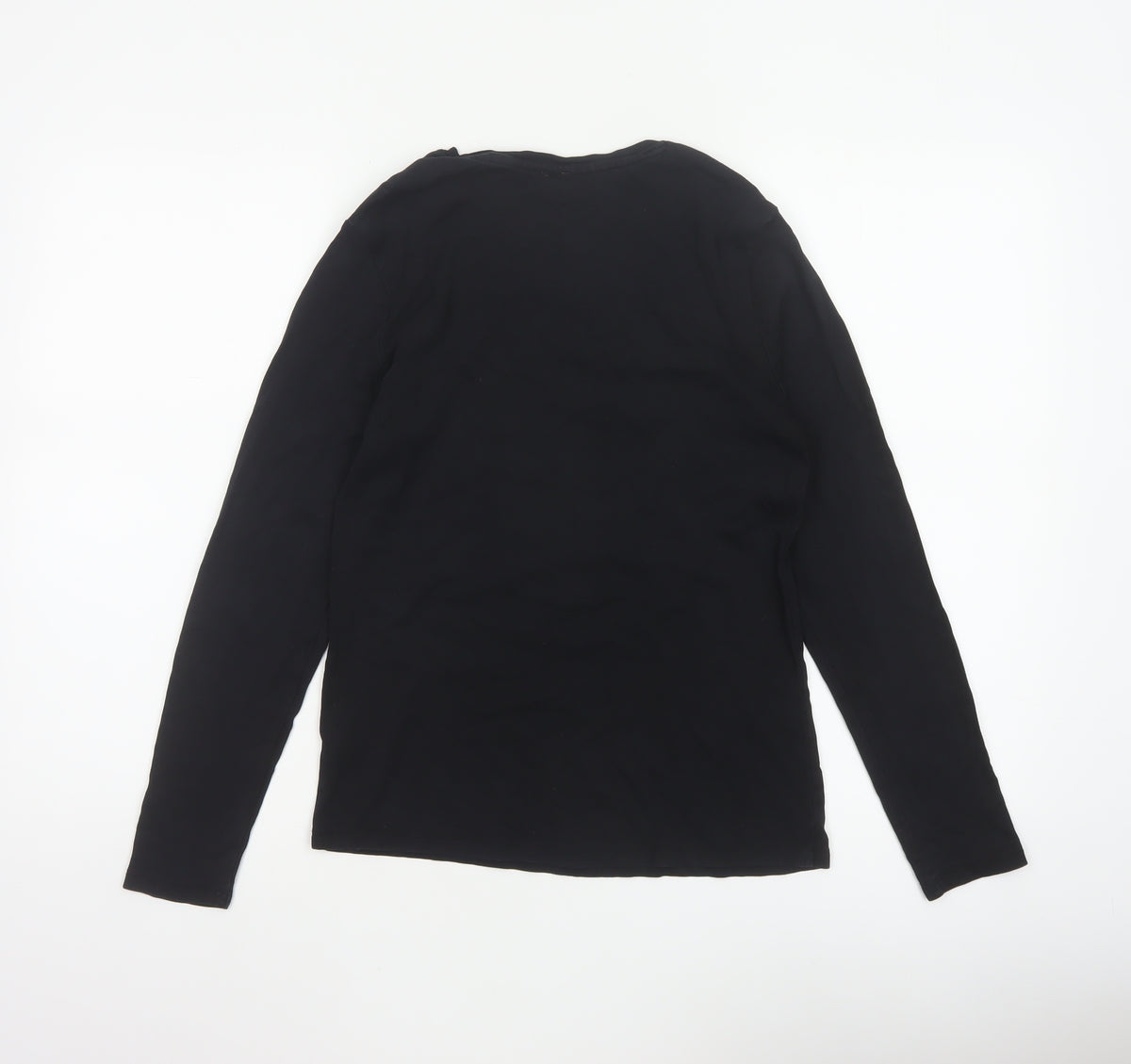 John Lewis Women Black Size 12 Basic Crew Neck Long Sleeve T-Shirt
