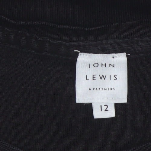 John Lewis Women Black Size 12 Basic Crew Neck Long Sleeve T-Shirt