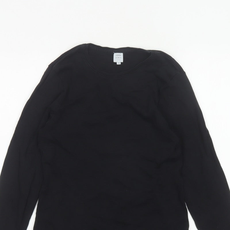John Lewis Women Black Size 12 Basic Crew Neck Long Sleeve T-Shirt