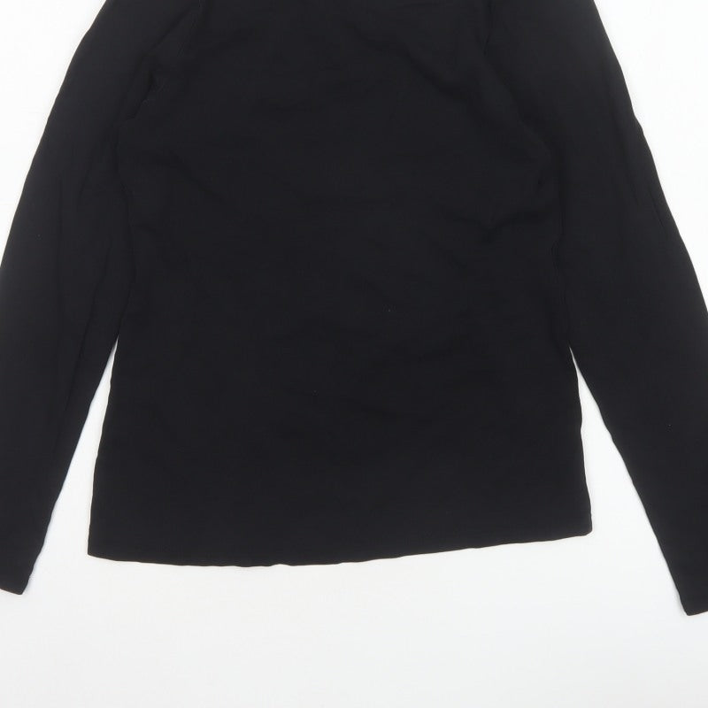 John Lewis Women Black Size 12 Basic Crew Neck Long Sleeve T-Shirt
