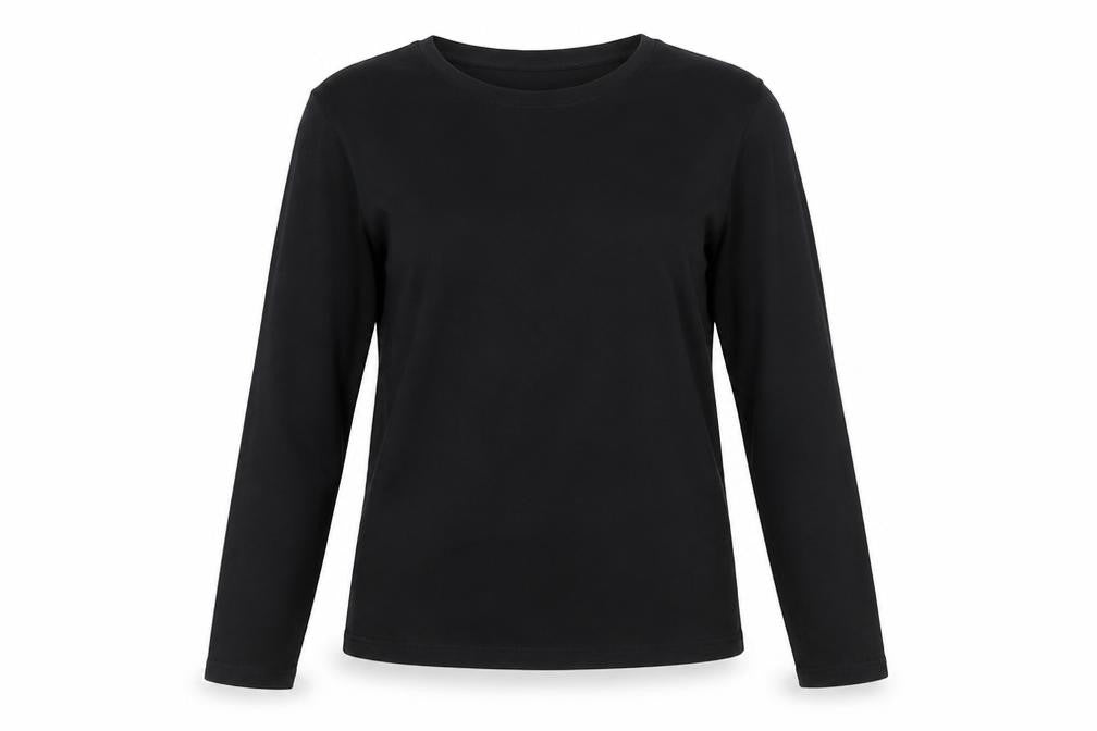 John Lewis Women Black Size 12 Basic Crew Neck Long Sleeve T-Shirt