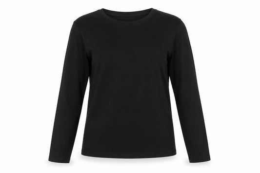 John Lewis Women Black Size 12 Basic Crew Neck Long Sleeve T-Shirt
