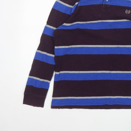 Chaps Mens Multicoloured L Long Sleeve Striped Cotton Polo Shirt