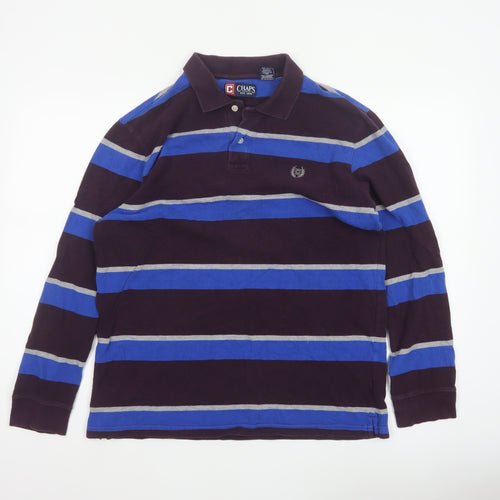 Chaps Mens Multicoloured L Long Sleeve Striped Cotton Polo Shirt