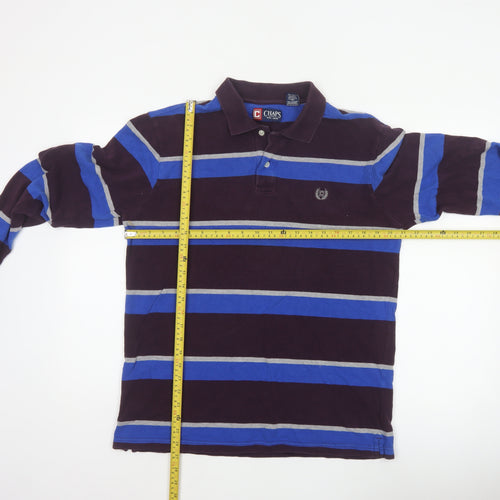 Chaps Mens Multicoloured L Long Sleeve Striped Cotton Polo Shirt