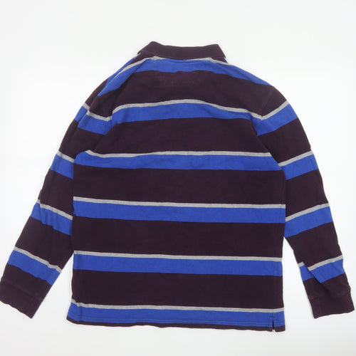 Chaps Mens Multicoloured L Long Sleeve Striped Cotton Polo Shirt