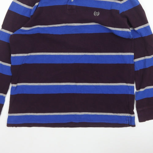 Chaps Mens Multicoloured L Long Sleeve Striped Cotton Polo Shirt