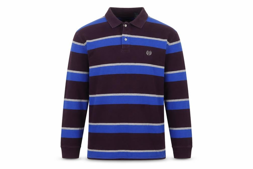 Chaps Mens Multicoloured L Long Sleeve Striped Cotton Polo Shirt