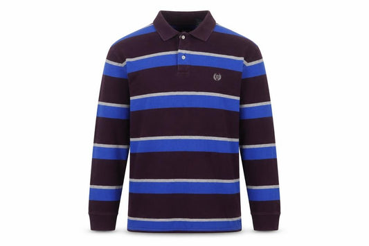 Chaps Mens Multicoloured L Long Sleeve Striped Cotton Polo Shirt