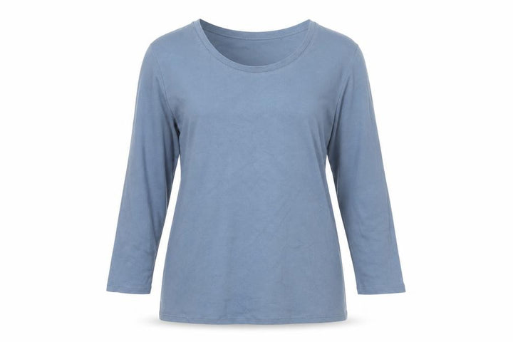 Uniqlo Women Blue L Supima Cotton Stretch 3/4 Sleeve Basic T-Shirt