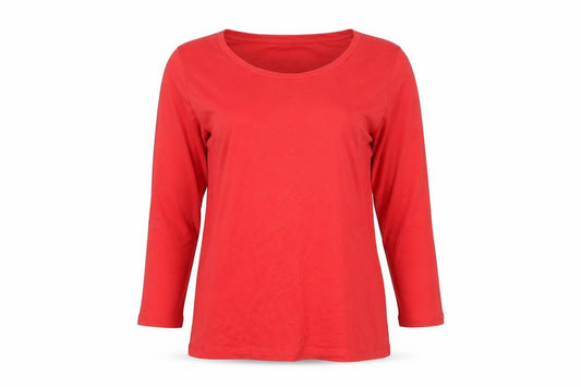 Laura Ashley Women Red UK 16 Jersey Long Sleeve Round Neck T-Shirt