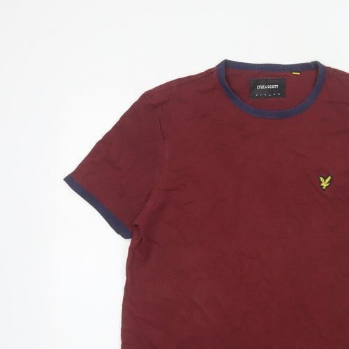 Lyle & Scott Men’s Red L Ringer Crew Neck Cotton T-Shirt Logo