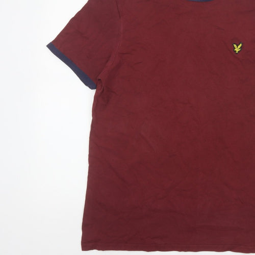Lyle & Scott Men’s Red L Ringer Crew Neck Cotton T-Shirt Logo