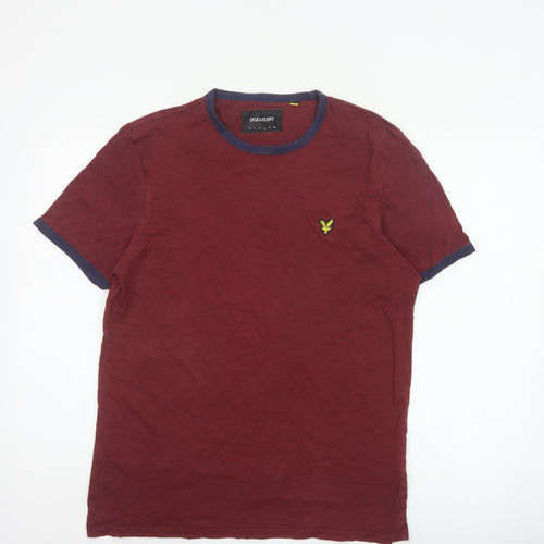 Lyle & Scott Men’s Red L Ringer Crew Neck Cotton T-Shirt Logo