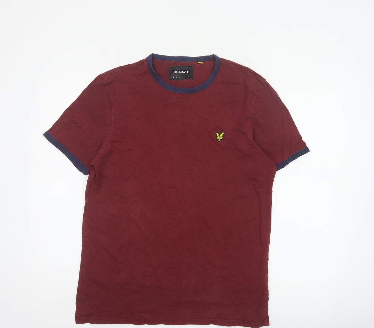 Lyle & Scott Men’s Red L Ringer Crew Neck Cotton T-Shirt Logo